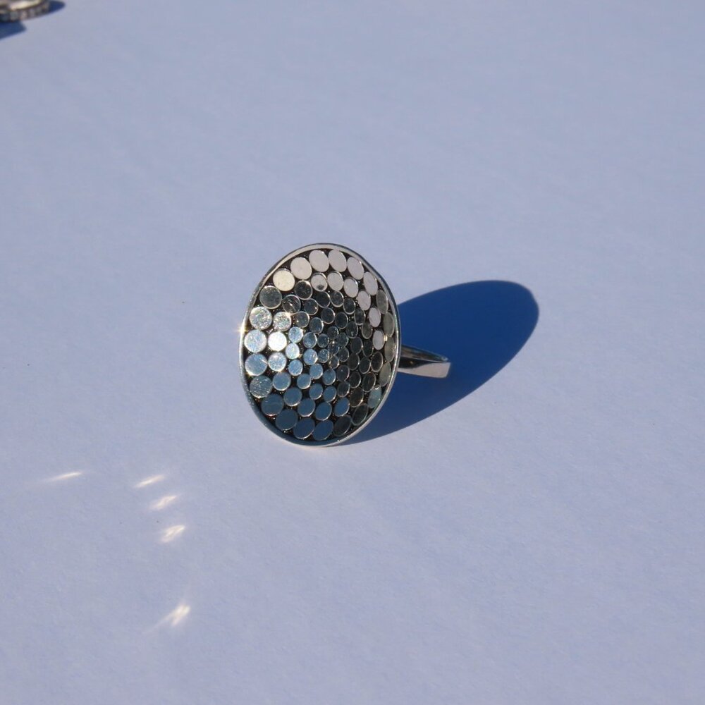 Silver Hammered Disk Ring - image 7